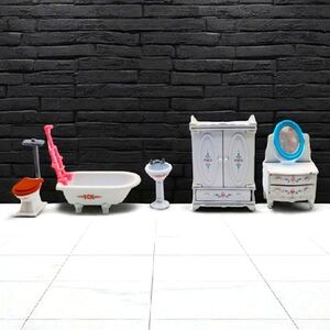 1980 Mattel The Littles Diecast Furniture Lot Bathroom Tub, Sink, Dresser +